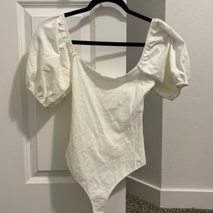 Le Lis Puff Sleeve, Open Back Bodysuit